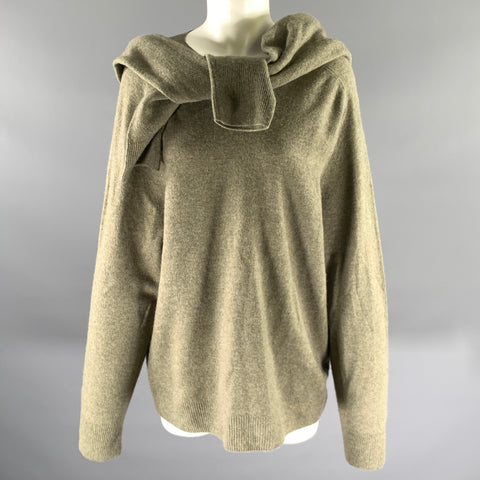 CELINE Size M Khaki Green Wool Cashmere Wrap Pullover