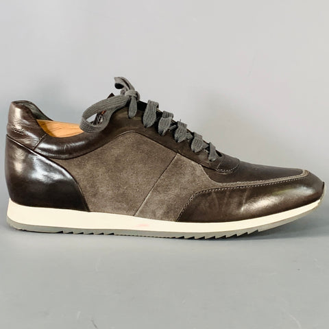TO BOOT NY Size 7 Black Charcoal Leather Color Block Low Top Sneakers