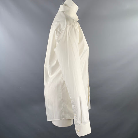 Chemise à manches longues boutonnée en coton uni blanc, taille S, ETON