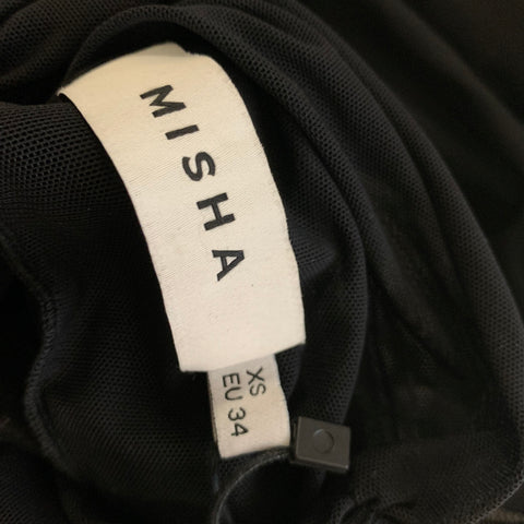 MISHA Size XS Black Polyester Blend Sheer Long Gown Evening Dress