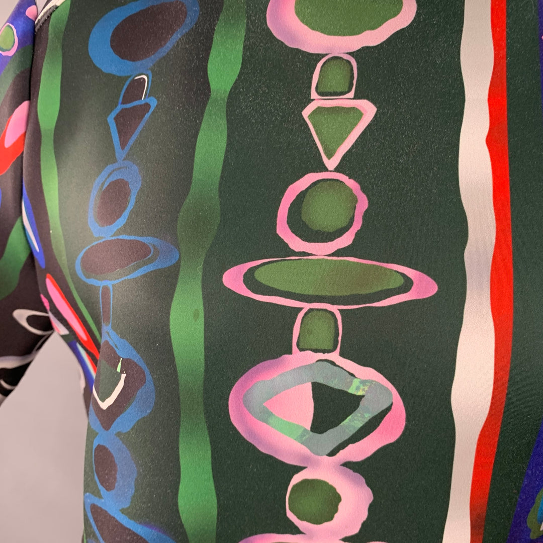 CYNTHIA ROWLEY Size M Black Multi Color Polyester Blend Abstract Casual Top