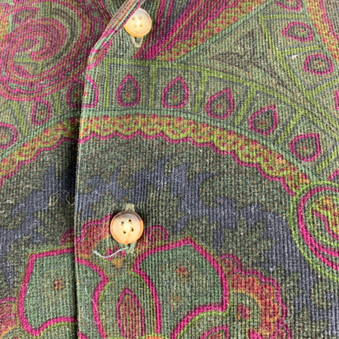 PHINEAS COLE Size L Olive Purple Paisley Cotton Button Up Long Sleeve Shirt