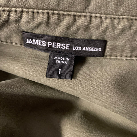JAMES PERSE Size S Green Olive Patchwork Cotton Hidden button fly Jacket