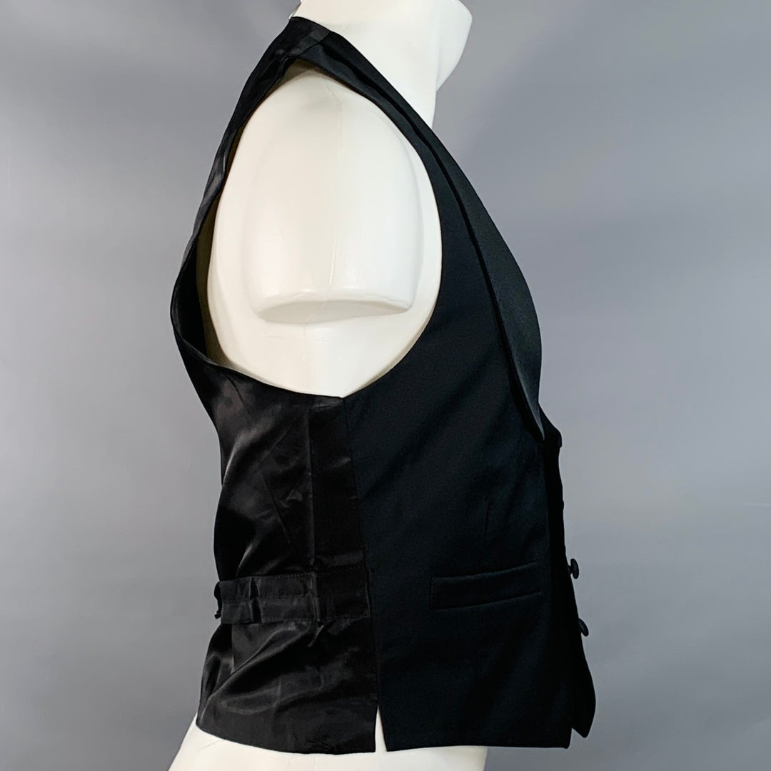 BAND OF OUTSIDERS Size 34 Black Wool Mohair Twill Shawl Vest