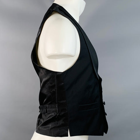 BAND OF OUTSIDERS Size 34 Black Wool Mohair Twill Shawl Vest