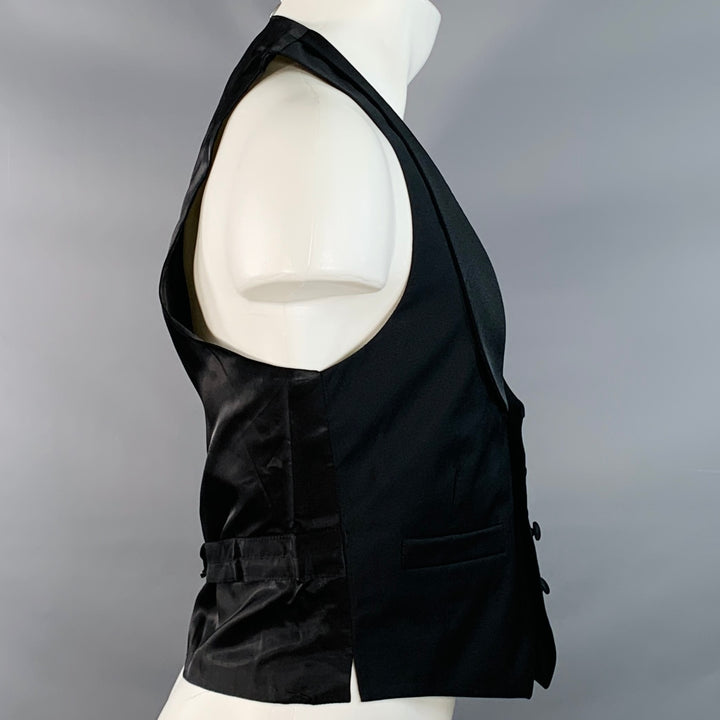 BAND OF OUTSIDERS Size 34 Black Wool Mohair Twill Shawl Vest