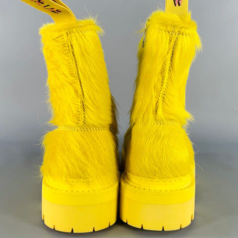 CAMPERLAB Size 7 Yellow Textured Leather Calf Hair Side Zipper Ankle Boots