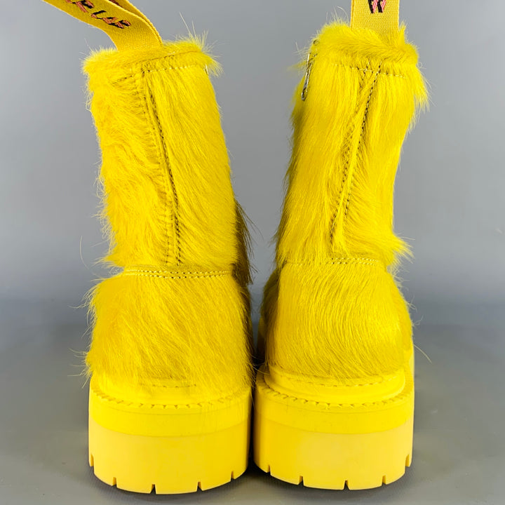 CAMPERLAB Size 9 Yellow Textured Leather Calf Hair Side Zipper Ankle Boots
