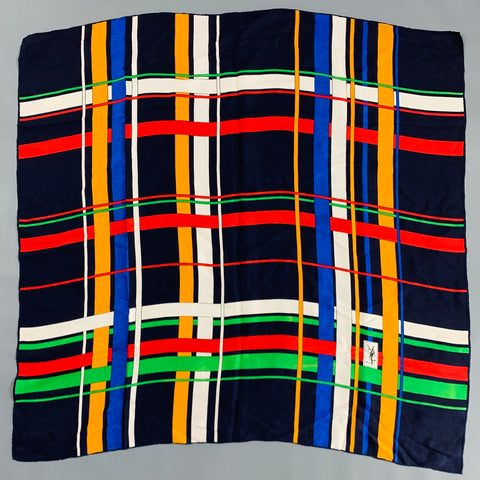 YVES SAINT LAURENT Multi Color Print Silk Scarf