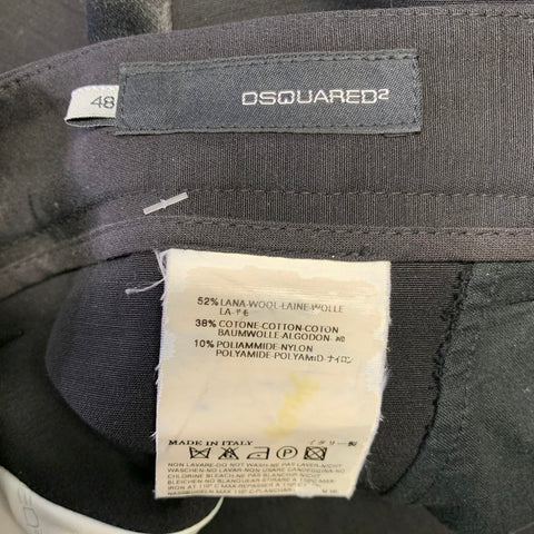 DSQUARED2 Size 32 Black Wool Blend Tuxedo Dress Pants