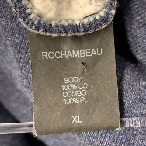 ROCHAMBEAU Size XL Navy White Cotton Polyester Raw Edge T-shirt
