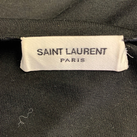 SAINT LAURENT Size M Black Viscose V-Neck Blouse