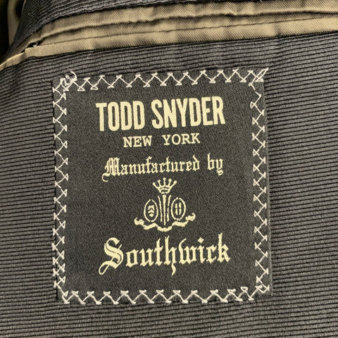 TODD SNYDER Size 38 Navy Black Cotton Peak Lapel Sport Coat