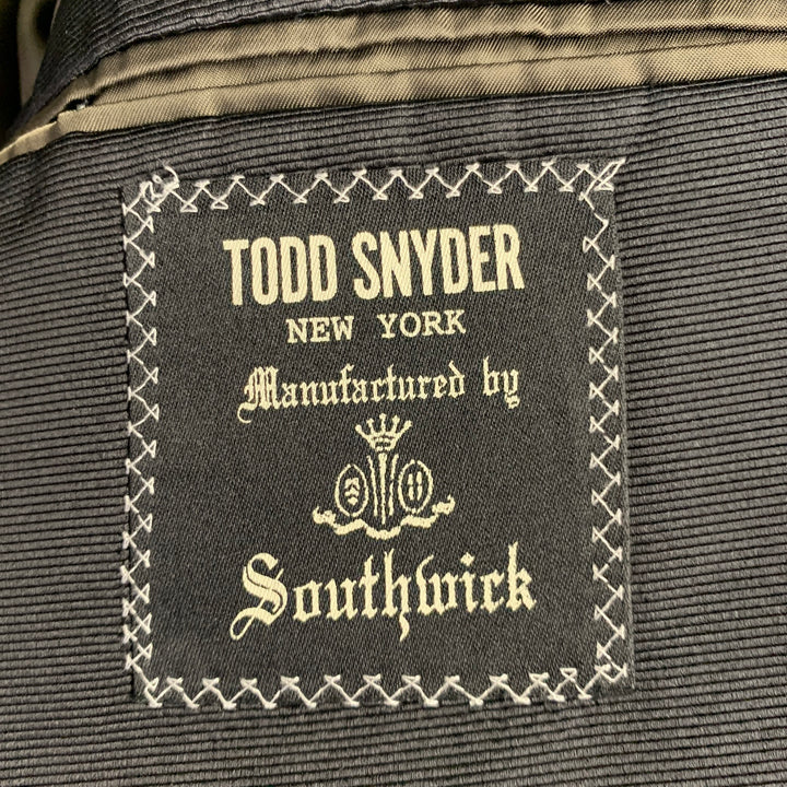 TODD SNYDER Size 38 Navy Black Cotton Peak Lapel Sport Coat