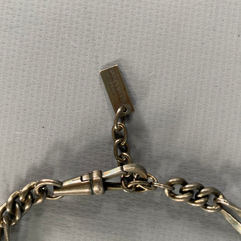 SAINT LAURENT Silver Tone Link Metal Bracelet