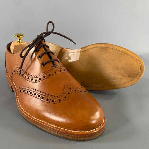 MARC JACOBS Size 8 Brown Window Pane Leather Wingtip Lace Up Shoes