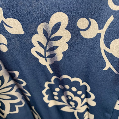 RALPH LAUREN Size 8 Blue White Silk Floral Halter Long Dress