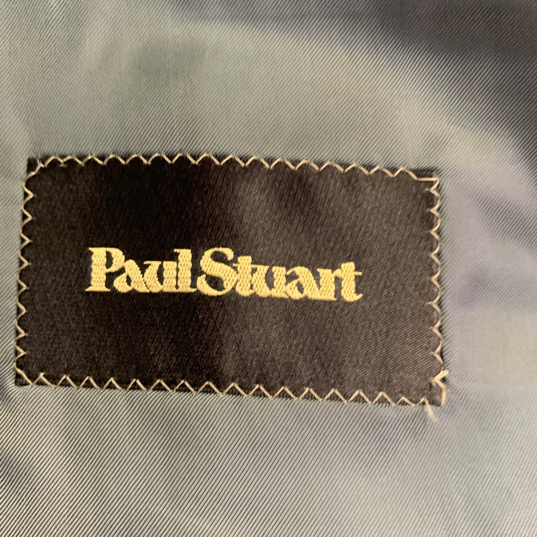 PAUL STUART Size 41 Grey Navy Green Plaid Wool Notch Lapel Sport Coat