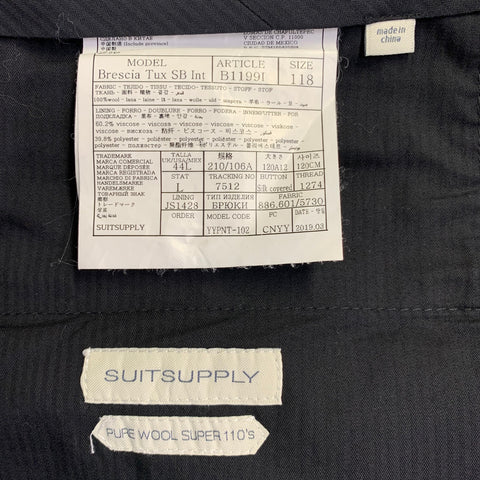SUITSUPPLY Size XXL Black Wool Flat Front Dress Pants