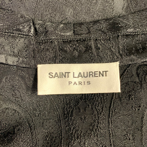 SAINT LAURENT Size XL Black Black Jacquard Viscose Silk Vest