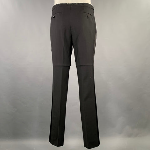BURBERRY LONDON  Size 36 Black Solid Wool Mohair Notch Lapel 30 33 Tuxedo