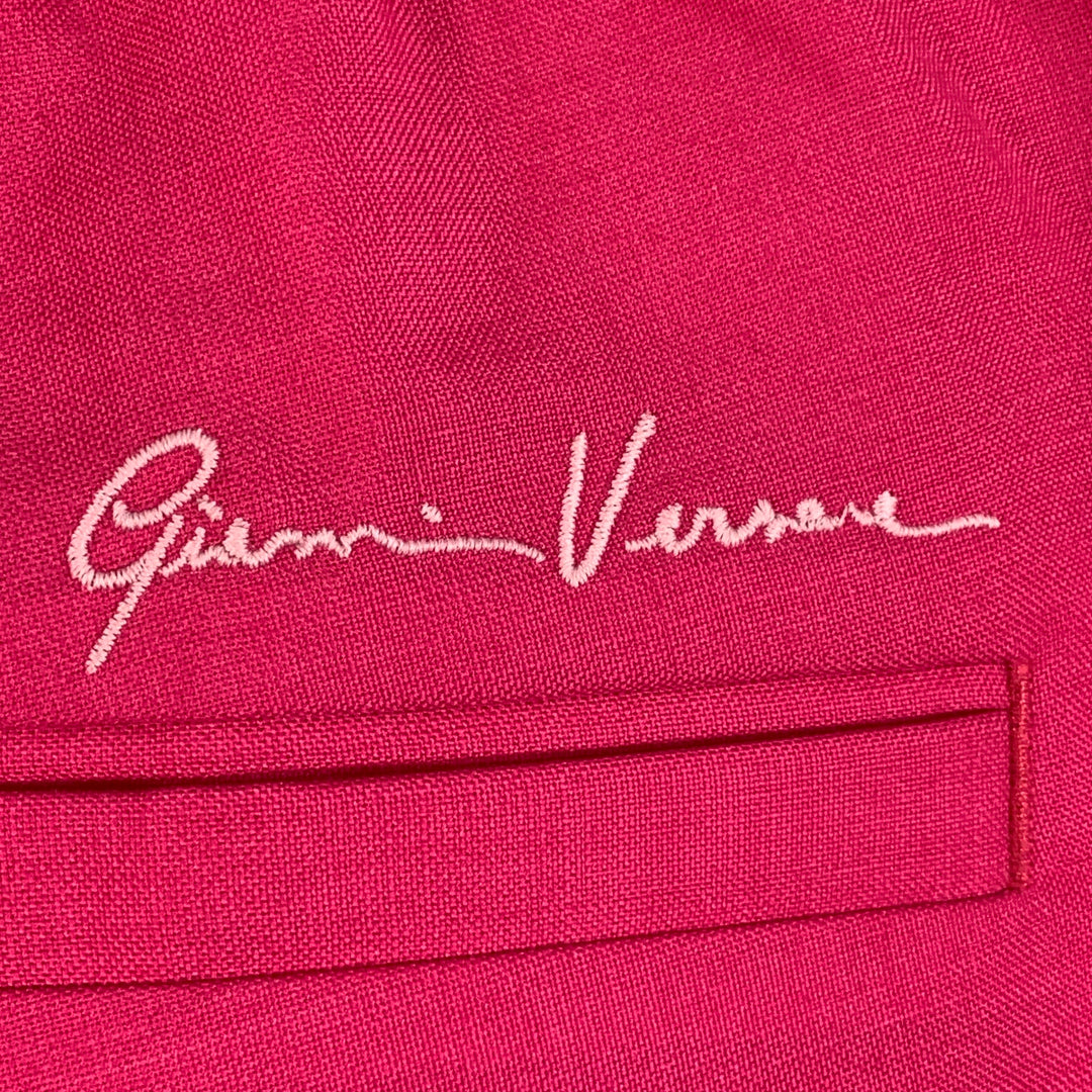 VERSACE Size M Pink Fuchsia Virgin Wool Mohair Pleated Tapered Casual Pants
