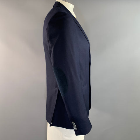 DANDY PARISIEN Chest Size 44 Navy Textured Wool Notch Lapel Sport Coat