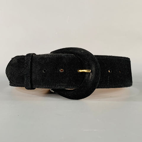 GIORGIO ARMANI Black Suede Covered Buckle Belt