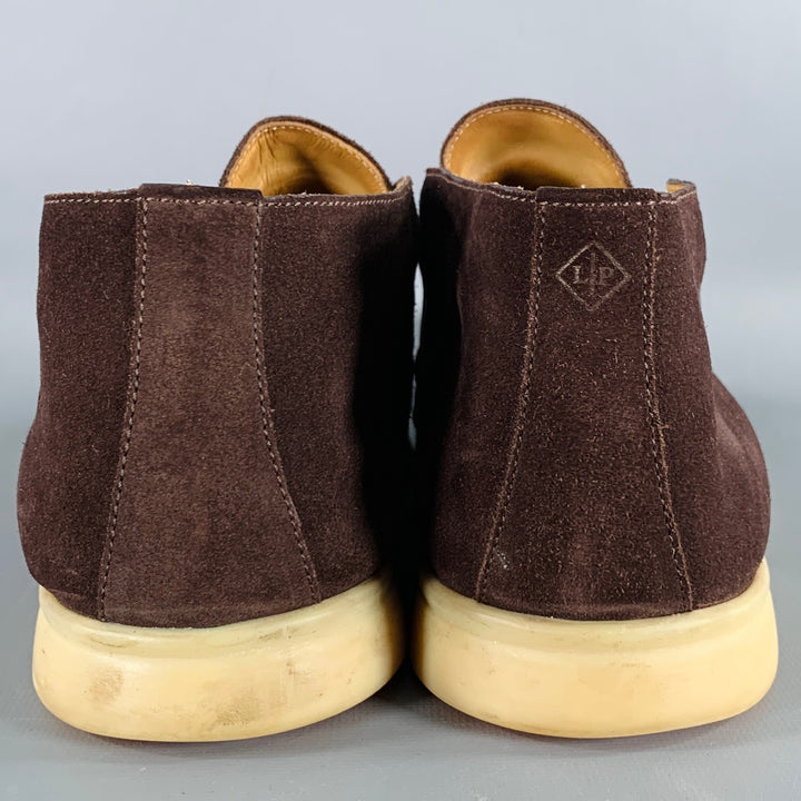 LORO PIANA Size 11.5 Open Walk Brown Suede Rubber Sole Chukka Boots