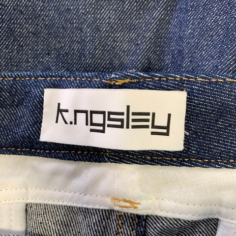 K.NGSLEY Size 32 Indigo Contrast Stitch Denim Wide Leg Jeans