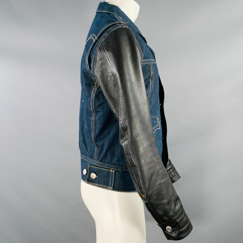 LEVI STRAUSS Size M Blue Black Mixed Fabrics Denim Western Jacket