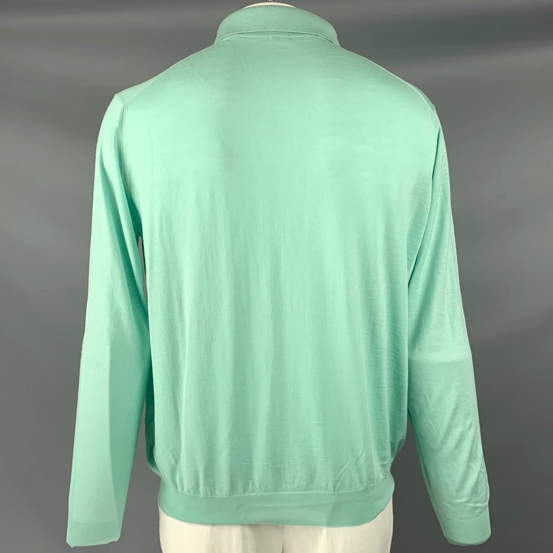 MALO Size XXL Mint Green Knit Wool Polo Pullover