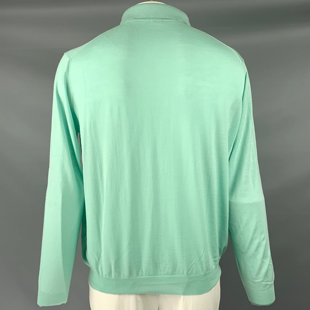 MALO Jersey polo de lana de punto verde menta talla XXL