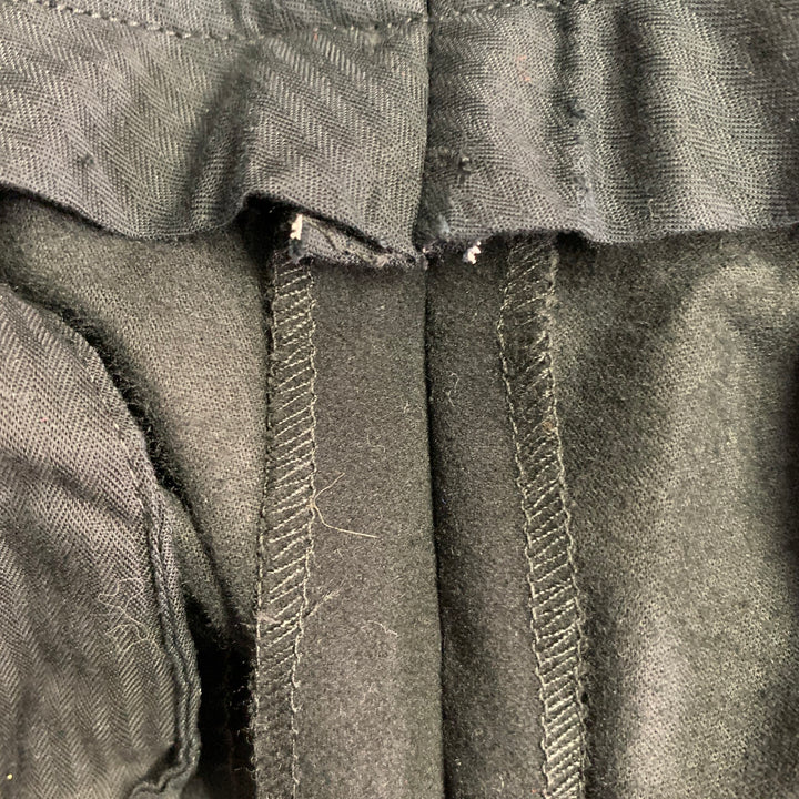 PRADA Size 38 Regular Black Velvet Cotton Blend Notch Lapel Suit