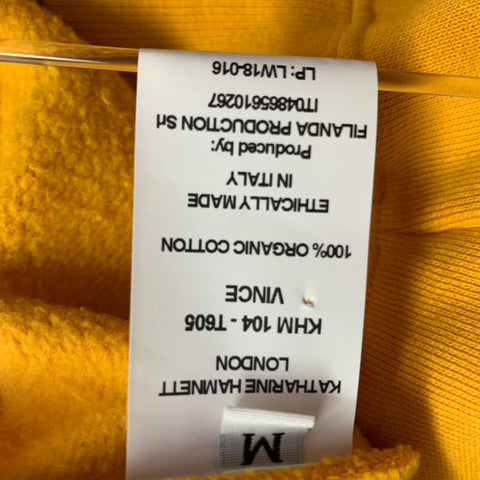 KATHARINE HAMNETT Taille M Pull en coton biologique imprimé jaune moutarde Vince