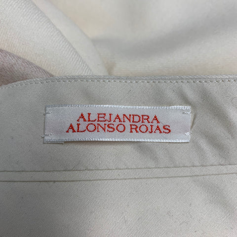 ALEJANDRA ALONSO ROJAS Size M Cream Natural Wool Leaves Print Zip Casual Pants