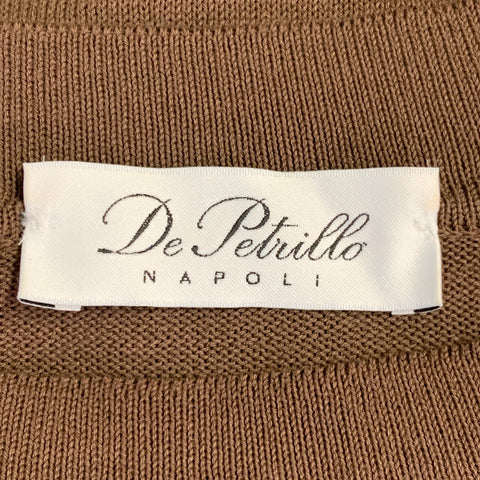 DE PETRILLO Size L Brown Jersey Cotton Short Sleeve Pullover