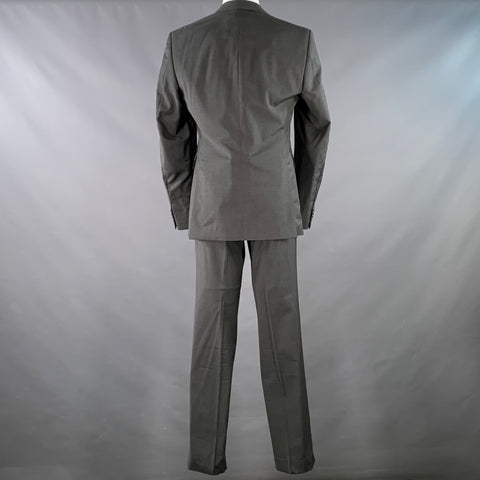 TOCCAMI Size 38 Grey Charcoal Wool Peak Lapel Suit