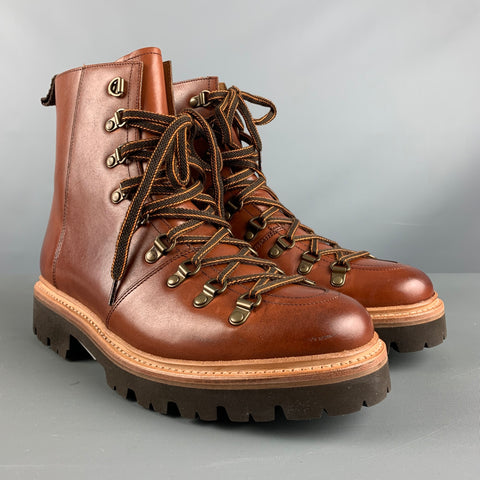 GRENSON Size 7 Brown Leather Lace Up Boots