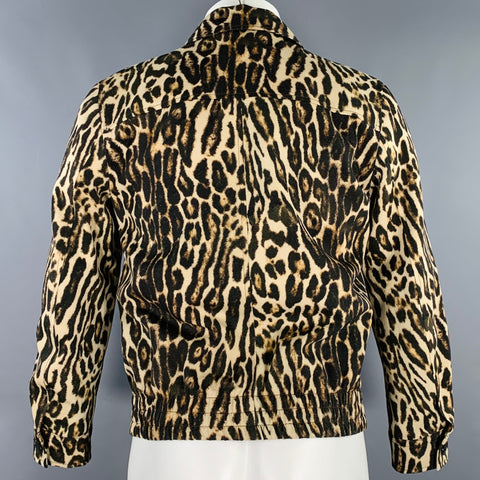 DRIES VAN NOTEN SS20 Size 34 Tan Black Animal Print Wool Zip Up Jacket