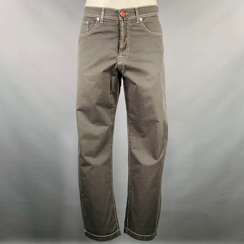 KITON Size 36 Green Contrast Stitch Cotton Blend Jean Cut Casual Pants