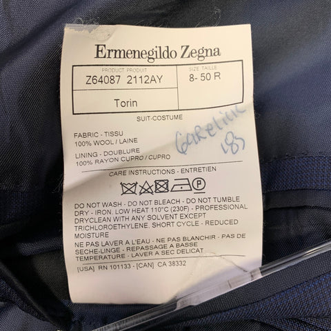 ERMENEGILDO ZEGNA Size 40 Navy Wool Notch Lapel Suit