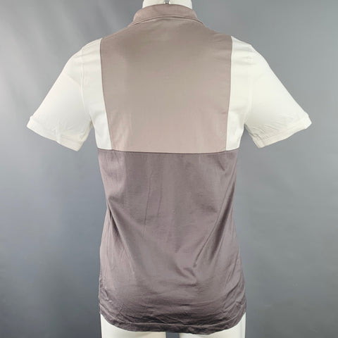 Polo zippé en coton color block REISS Samuel blanc écru et marron taille S
