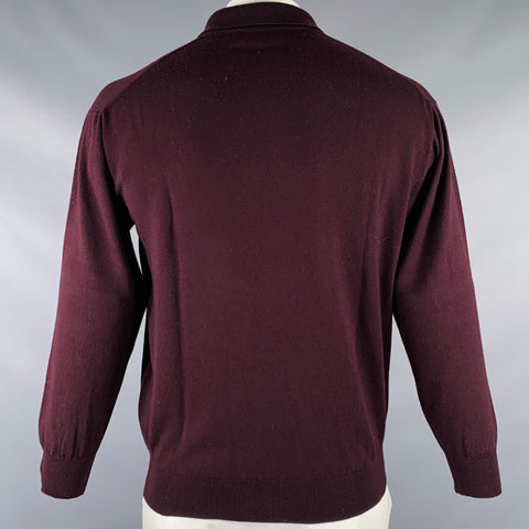 GRAN SASSO Size L Burgundy Wool Silk Polo Pullover