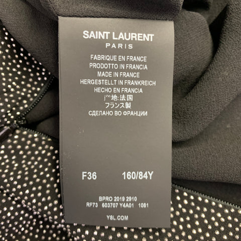 SAINT LAURENT 2019 Size XS Black Silver Viscose Rhinestones Cocktail Dress