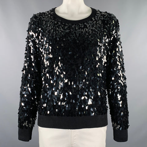 MICHAEL by MICHAEL KORS Size XL Black Sequined Cotton Blend Pullover