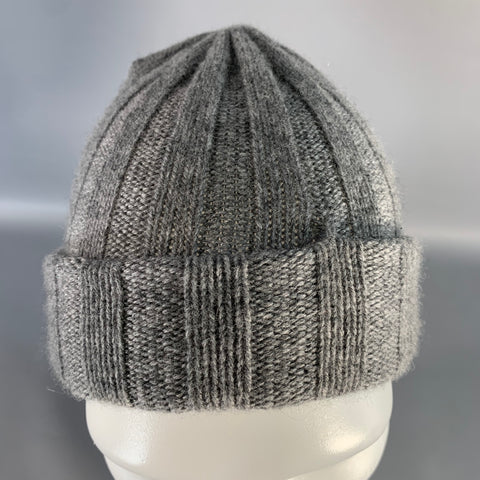 PERMANENT STYLE One Size Grey Heather Ribbed Cashmere Beanie