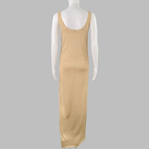 SAINT LAURENT Size S Gold Beige Tank Long Cocktail Dress