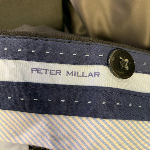 PETER MILLAR Chest Size 46 Regular Black Wool Notch Lapel 38 30 Tuxedo