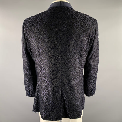 RON TOMSON Size 52 Navy Lace Viscose Blend Tuxedo Sport Coat